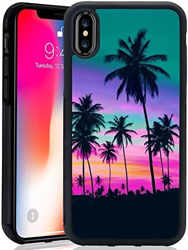 Ademen iPhone X Case, Palm Tree Design Hard PC Soft Silicone Protective Durable Shockproof Case For iPhone 10