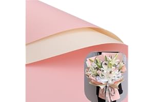 XICHEN 20 Sheets/Double-Sided Colors Flower Wrapping Paper,Waterproof Florist Bouquet Paper,DIY Crafts,Different Double-Sided Colors 58 x 58cm(22.8x 22.8 inch) (Light pink + Milky white)