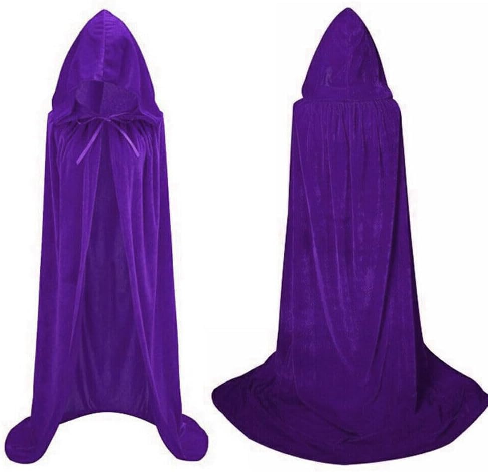 Yunzhou Unisex Adults Hooded Cloak Velvet Cape for Halloween Christmas Cosplay Costumes (Purple,170 cm/66.9 inch)