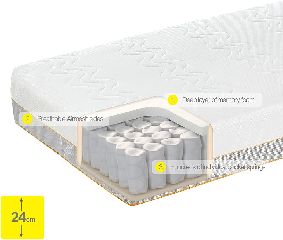 Dormeo Options Hybrid, Memory Foam and Pocket Sprung Mattress, Firmness Medium/Firm, Size Double, White, UK Double 135 x 190 - Image 5