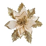 Neomark 6 Pieces 17 cm Artificial Poinsettia Flower For Christmas Tree Wreath House Decoration Blue Red Golden With Shining Edge (golden)