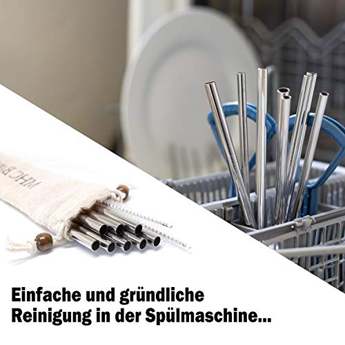 MHC Bar’n’More 8 Edelstahl-Strohhalme inkl. 2 Reinigungsbürsten | 4X 0,5mm & 4X 0,8mm Wiederverwendbare Metall… – Bild 6