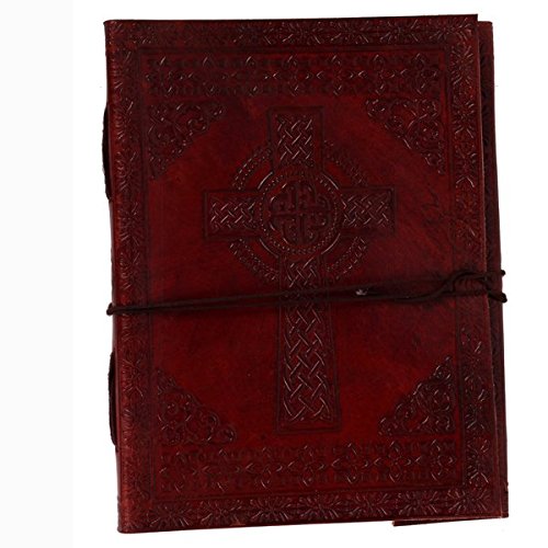 Purpledip Leather Diary/Journal/Notebook with Naturally Treated Paper for Corporate Gift or Personal Memoir: 'Celtic Cross' (lj06)