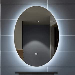 Amazon.com: Amberzcy Mirror Intelligent Oval Frameless ...