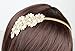 Beige Great Gatsby/Flapper Inspired Fashion Headband/Hairband Flower Design with Faux Pearls & Rhinestones