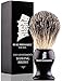Men's Pure Badger Shaving Brush | Perfect Shave by Beau Brummell | Ergonomic Waterproof Black Resin Handle | 100% Badger Brush with Refined Materials | For Safety, Straight, Shaving and Double Razors