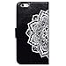 Bcov Case for iPhone 6s/iPhone 6, Bcov White Mandala On Black Card Slot Wallet Leather Cover Case for iPhone 6 6S