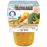 Gerber Purees 3rd Foods Pouches Dinner with Lil Bits, Broccoli Carrot/Cheddar Cheese, 12 Count