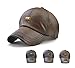 Men's Classic Plain Adjustable Leather Baseball Cap Sports Outdoor Panel Hat Sun Hat, Dark Brown, 56-60cm