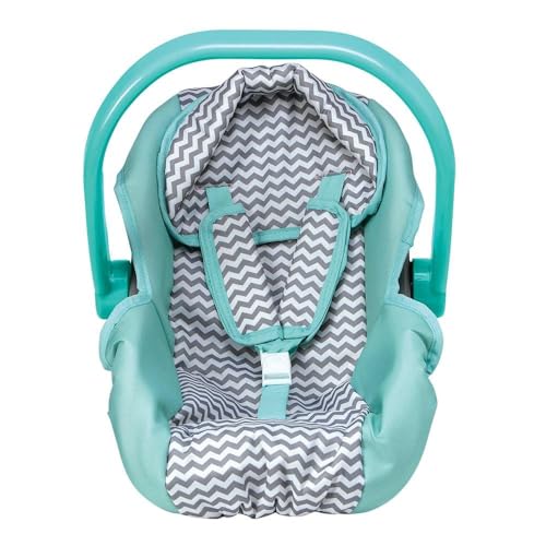 Adora Zig Zag Baby Doll Car Seat Carrier Removable Cover, Machine Washable and Fits Most Dolls & Plush Animals Up to 20”, Birthday Gift for Children Ages 2 and Up - Green Mint (Green Handle)