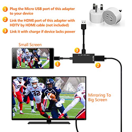 MHL Micro USB to HDMI Cable Adapter, MHL to HDMI 1080P Video Graphic Converter, Cable Adapter with Video Audio Output for Android Smart Phones & Tablets with MHL Function (Black)