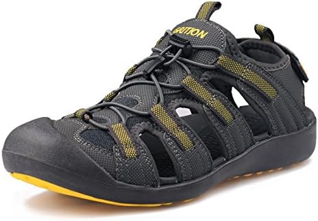 GRITION Men's Outdoor Sandals Protective Topcap Water Shoes Sport Hiking Sandals Waterproof Quick Dry Large Size