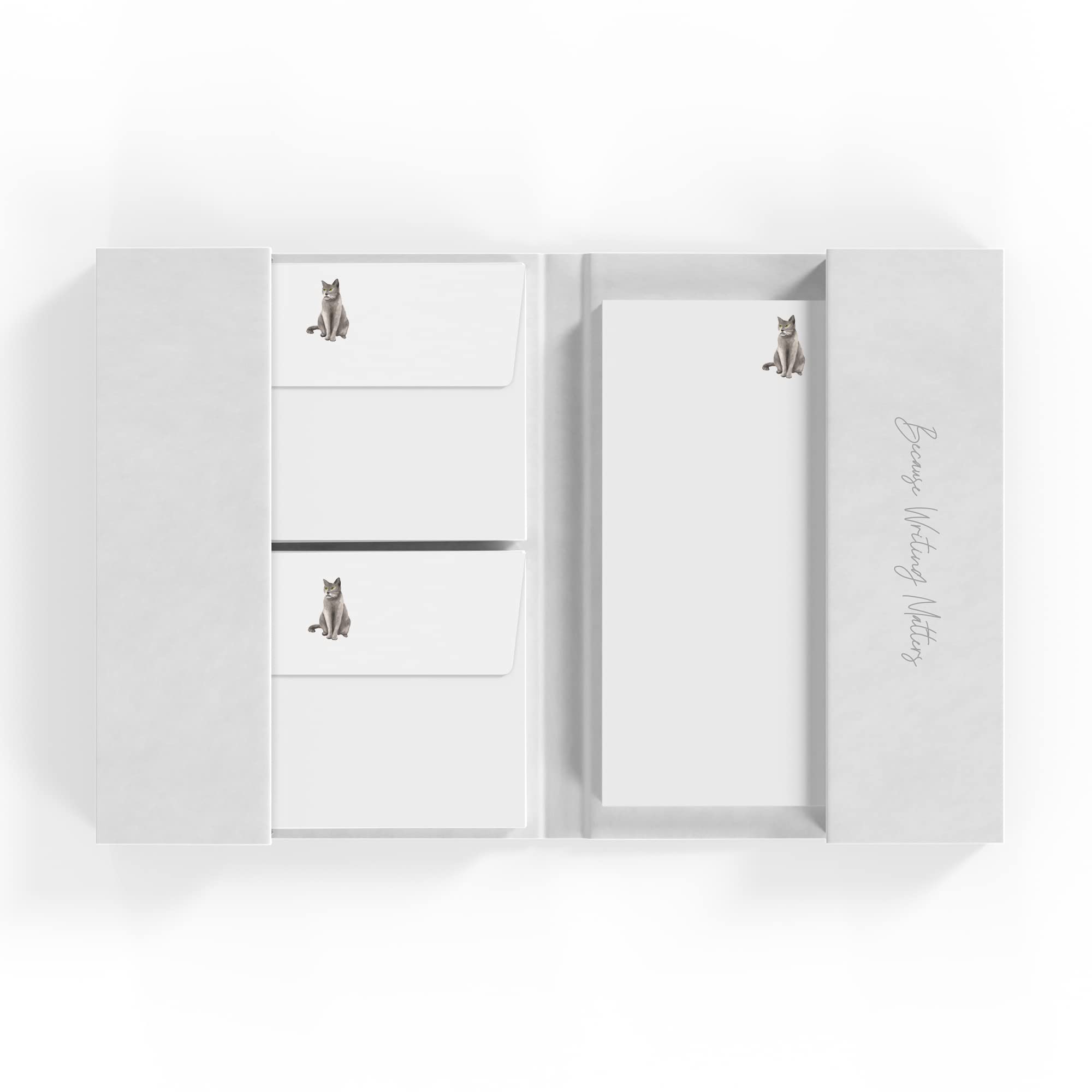 Me Loovely Grey Cat Letter Writing Paper and Envelopes Set A5 Size Letters Papers Animal Stationery Supplies for Home Office & School | Christmas Gifts (Pack of 20, with Folder)