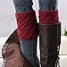 FAYBOX Short Women Crochet Boot Cuffs Winter Cable Knit Leg Warmers Red
