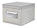 mDesign Soft Fabric Stackable Closet Storage Organizer Holder Box with Clear Window, Attached Hinged Lid - Bedroom, Hallway, Entryway, Closet, Bathroom - Chevron Zig-Zag Print, Large - Taupe/Natural