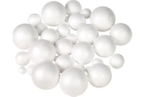 Ayfjovs 36 Pieces 6 Sizes Foam Balls, White Polystyrene Craft Foam Balls for Christmas Art, Craft, Household, School Projects, Party Decoration(0.8-2.7 inch / 2-7cm)