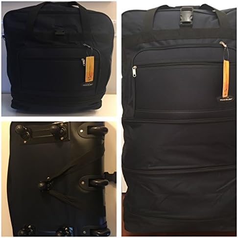 38" Navy Blue Blue Rolling Expandable Duffle Bag Spinner Suitcase Luggage W/8 Wheels