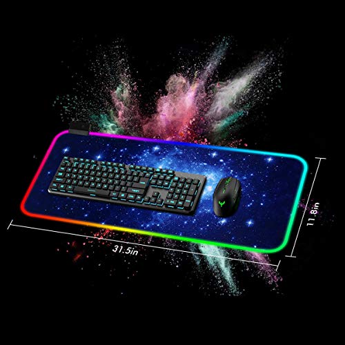 AZFUNN RGB Gaming Mouse Pad with 14 Lighting Modes, LED Mouse Pad of Starry Sky Pattern (31.5×11.8 in)