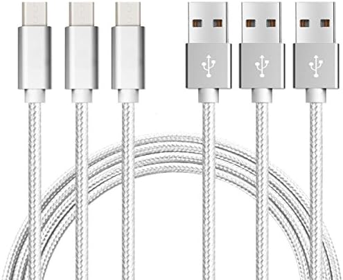 [6ft x 3 Pack] Juvnile Nylon Braided USB Micro to USB A cable (3 Pack x 6ft), High Durability, Tangle-Free Micro USB Cable for Android, Samsung, HTC, Nokia, Sony and many More
