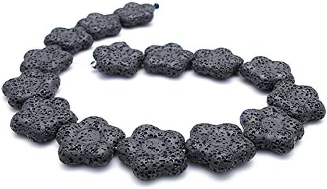 Black Lava Stone Beads Volcanic Gemstone Loose Beads Star Shape Rock Beads for Necklace Bracelet Jewelry Making Finding (Black, Large)