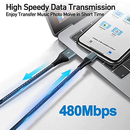 iPhone Charger Cable 6ft 3Pack, [Apple MFi Certified ] Lightning Cable Nylon Braided USB Fast iPhone Charging Cables Cord Compatible with iPhone14/13/12/12Pro/12ProMax/11/11Pro/XS MAX/XR/XS/X/8/7