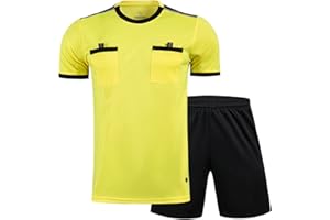 Men's Soccer Referee Uniform Short Sleeve Pro Referee Soccer Jersey - Includes Referee Jersey and Shorts