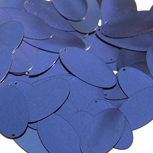 Navy Blue Sequin Oval 1.5 inch Metallic Couture Paillettes. Made in USA. Loose sequins for embroidery, bridal, applique, arts, crafts, and embellishment.