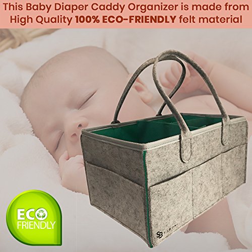 Baby Diaper Caddy Organizer- Nursery Diaper Storage Basket | Changing Kits Portable Car Organizer for Wipe Toy bin | Baby Shower Gift | Decorations for Boy and Girl Newborn - Thumbnail 5