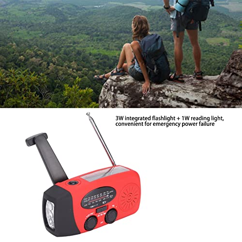 Notfallradio Solar Kurbel Tragbares Radio, Handkurbel Radio, Tragbares Solar Notfall Wetterradio Zum Aufziehen für Camping, Wandern, mit Wiederaufladbarem USB Telefonladegerät und Taschenlampe
