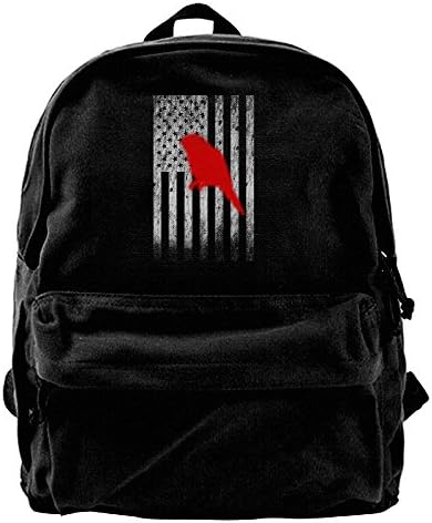 Parrot Bird US Flag Canvas Travel Rucksack Backpack Daypack Knapsack Laptop Shoulder Bag