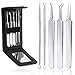 Blackhead Remover Kit, LEOKOR Stainless Steel Pimple Comedone Acne Blemish Whitehead Blackhead Extractor Tools Treatment Set - Leather Case with 3X Zoom Flat Mirror