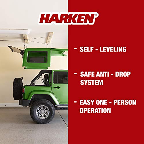 HARKEN Hardtop Overhead Garage Storage Hoist for Jeep Wrangler and Ford Bronco, SelfLeveling