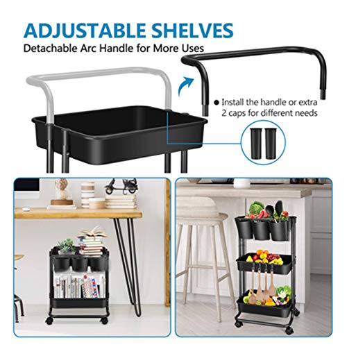 3 Tier Utility Rolling Cart Organizer Cart Storage Cart Kitchen Cart
