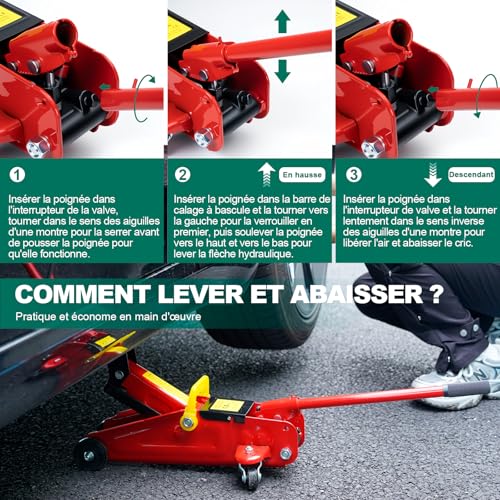 HYCHIKA 1.5 Ton Hydraulic Car Jack, Hydraulic Car Jack, Lifting Jack, with Quick Lift Pump with Hydraulic Piston, Lifting Range: 135-320 mm, for Cars, Tire Change