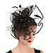 Haojing Women's Organza Church British Fascinator Bridal Tea Party Wedding Hat Summer（Hj2-Black）