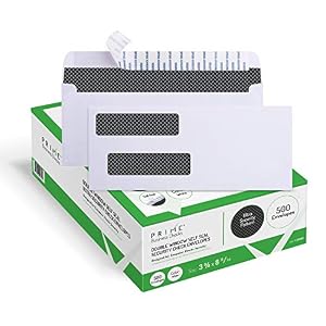 Image of 500 Self Seal QuickBooks Double Window Security Check Envelopes - for Business Laser Checks, Ultra Security Tinted, Self Adhesive Peel & Seal White, Size 3 5/8 x 8 11/16-24lb NOT for INVOICES