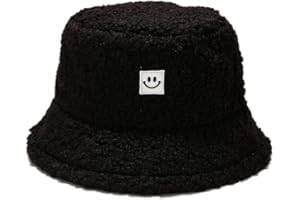 JFAN Women Faux Fur Bucket Hat Plush Bucket Cap Winter Plush Bucket Hat Fluffy Fuzzy Warm Hat for Women Teens Girls
