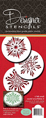 Designer Stencils C748 Small Crystal Snowflakes 3 Cookie Stencils, Beige/semi-transparent