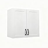 NewBeth White Wall Cabinet, Laundry Cabinet with 2 Doors &amp; Adjustable Shelf, Wall Mounted Kitchen Cabinet, Laundry Room Cabinet for Bathroom Garage, 23.6" W x 11.2" D x 23.6" H