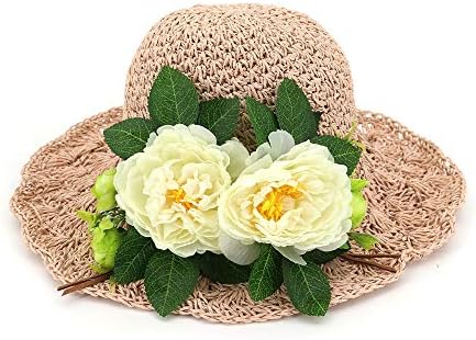 Fen Gzd New Cute Flower Decoration Handmade Crochet Straw Hat