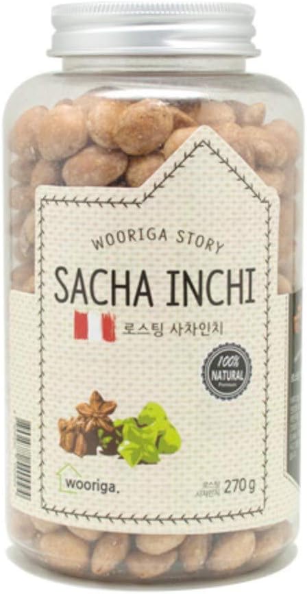 Wooriga Story Roasted Sacha Inchi | 270g | 1 Bottle, Star Seed, Well-Known Super Seed, Ready to Eat, Everyday Essential Snack for Kids & Adults, 사차인치