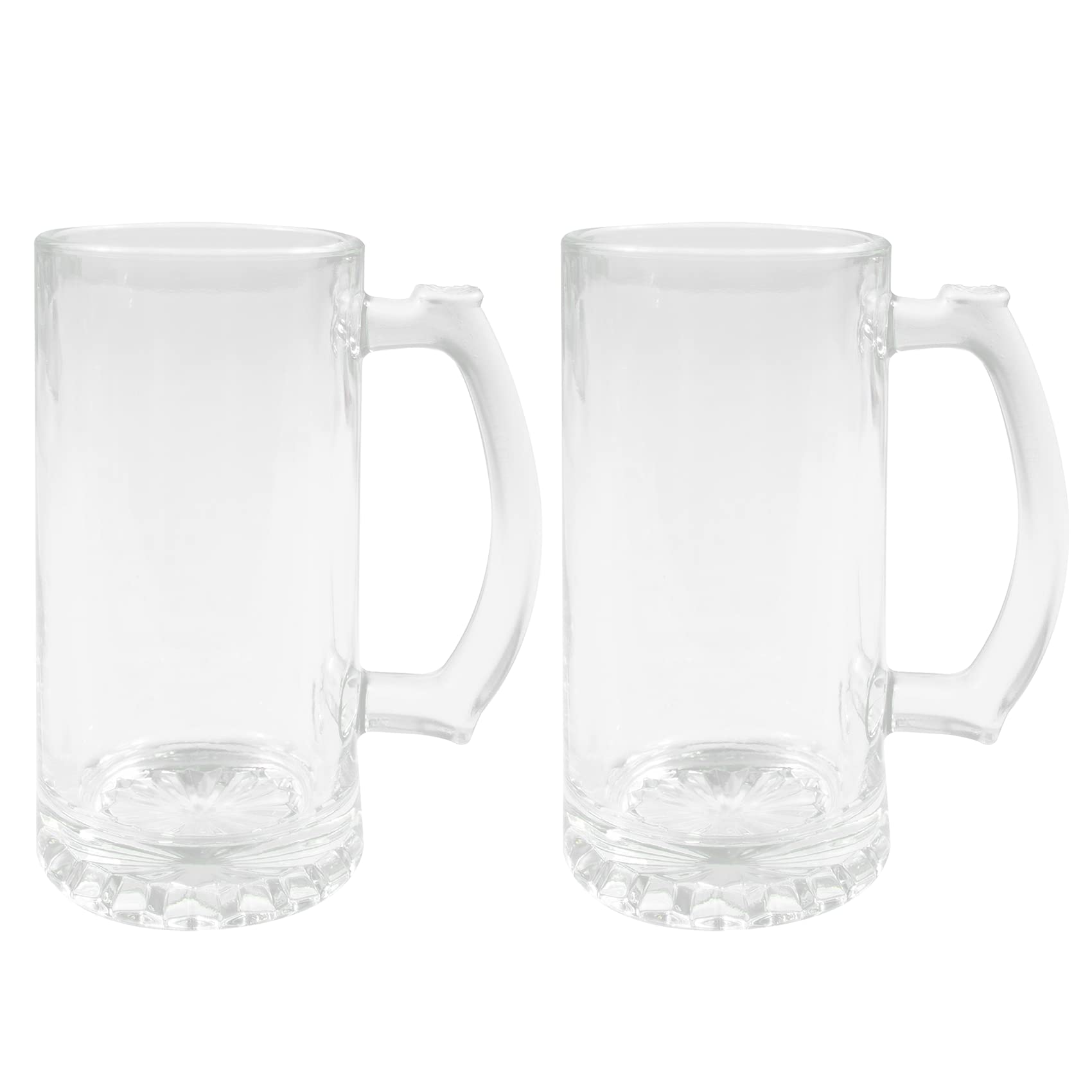 MR.R 16oz 2 Packs Sublimation Blanks Glass Clear Transparent Mug,Coffee Beer Mugs with Handle for Heat Thermal Coating Transfer (2 Count)