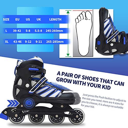 MAXFREE Adjustable Inline Skates, Fitness Rollerblades with High-Performance Wheels for Adults & Teen, Outdoor & Indoor
