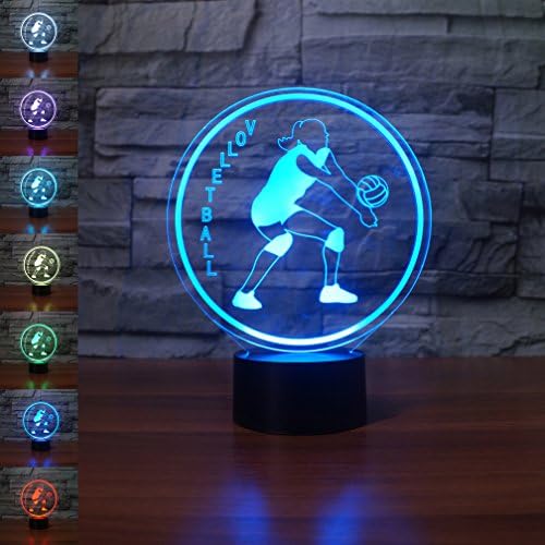 Volleyball 3D Lamp Illusion Night Light, Gawell 7 Color Changing Touch Switch Table Desk Decoration Lamps Perfect Christmas Gift with Acrylic Flat &amp; ABS Base &amp; USB Cable Desk Lamp (Volleyball -Girl)