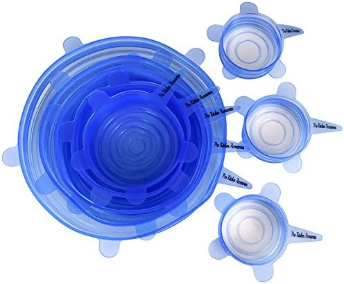 Silicone Stretch Lids (Set of 8, variety of sizes 7.9”,6.3”, 5.5”, 4.3”,3.5”, 3 x 2.6”). The perfect stretchy silicone bowl covers for your kitchen! (Light Blue)