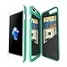iPhone 7 Plus Mirror Wallet Case for Women - Spessn Enclosed Mirror Back Cover with 3 Bank Card Slot Protective Hard Case, HD Screen Protective Film for Apple iPhone 7 Plus -5.5 Inch (Turquoise)