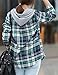 Asher Women Classic Long Sleeves Cotton Hoodie Button-up Plaid Shirts (Tag size XXL,US L, Green)