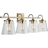 Capital Lighting 139142AD-496 Jayne Unique Rectangular Clear Seeded Glass Bath Vanity Wall Mount, 4-Light 400 Total Watts, 11