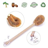 Updated Modern Version Toilet Bowl Brush, Natural Coconut Fiber Brush Head and Beechwood Handle for Bathroom Toilet - Sturdy, Deep Cleaning, Eco-Friendly, Toilet Cleaning Brush with Hanging Hook