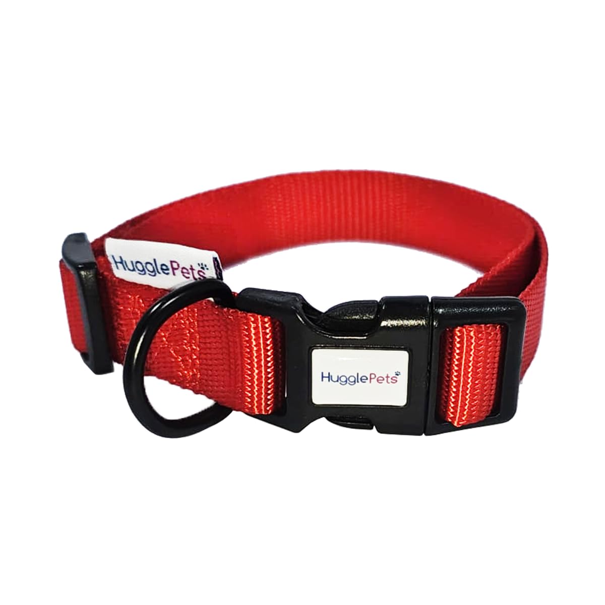 HugglePets Snappy Red Small 20-30cm Dog Collar | Adjustable Weatherproof Collar with Accessory Ring | Woven Fabric Collar | Small Medium Large Dogs